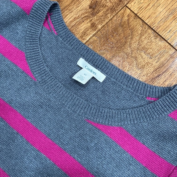 Caslon gray pink striped sweater size XS - Picture 3 of 3